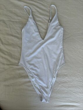 O’Neill Saltwater Solids Edgewater White Ribbed V-Neck One-Piece Swimsuit
